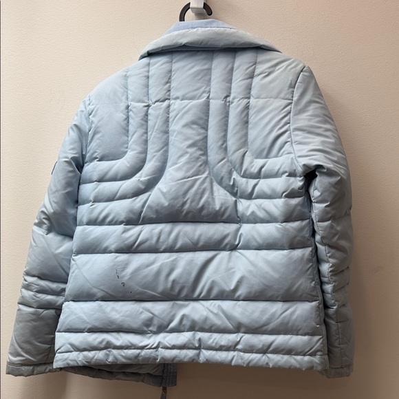 Bossini Light Blue White Duck Down Puffer Jacket | Quilted Zip Coat | Size S - Picture 4 of 8